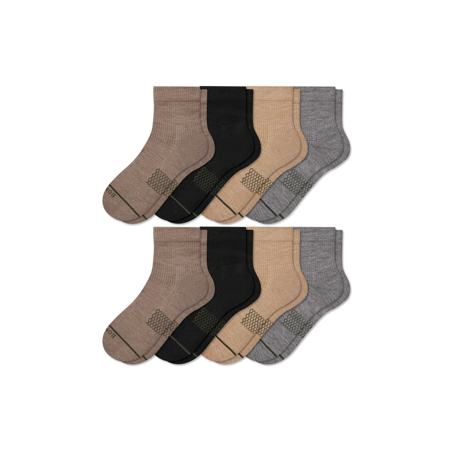 Men's Merino Wool Blend Modern Rib Quarter Sock 8-Pack - Modern Touch