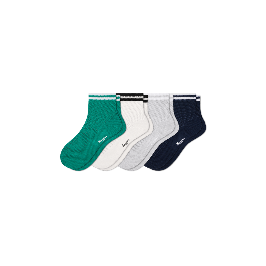Women's Vintage Stripes Open Knit Quarter Sock 4-Pack - Easy Choice