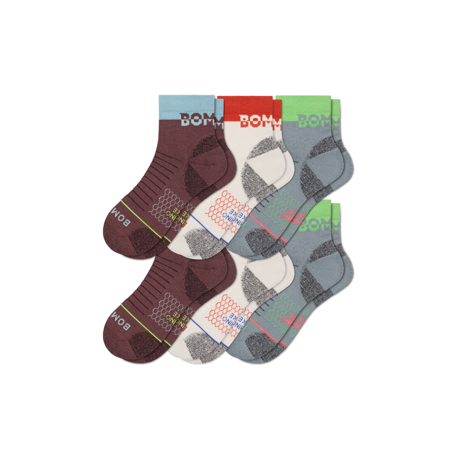 Men's Merino Wool Blend Hiking Quarter Sock 6-Pack - All Day Fit