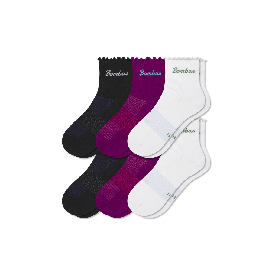 Women’s Ruffle Sport Quarter Sock 6-Pack - All Day Fit