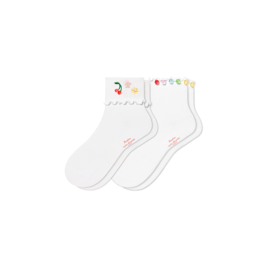 Bombas x Susan Ruffle Rib Quarter Sock 2-Pack - Everyday Pair