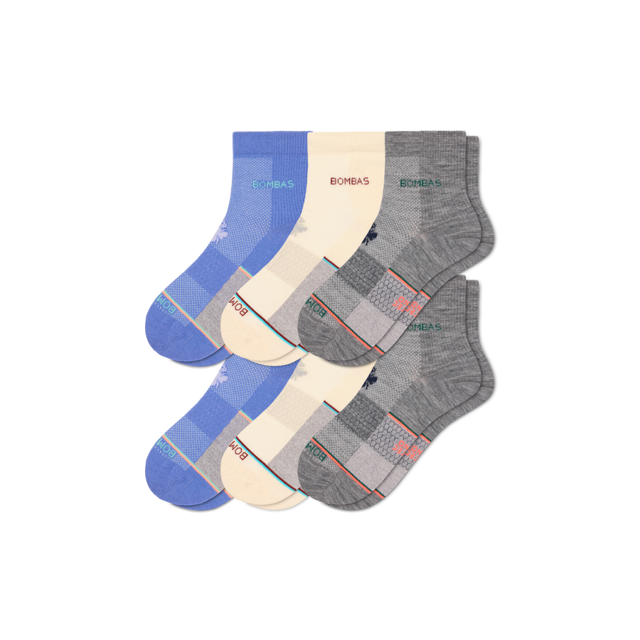 Women's Sport Merino Wool Blend Quarter Sock 6-Pack - Premium Pick