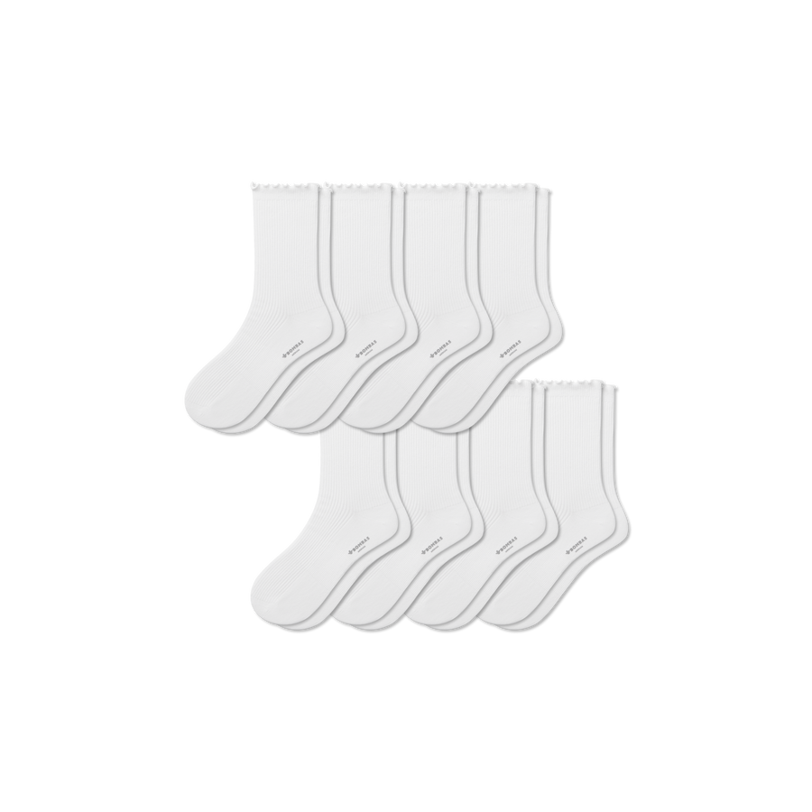 Women's Ruffle Rib Half Calf Sock 8-Pack - Simple Style